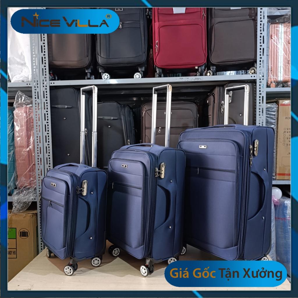 Vali Vải Cao Cấp NiceVilla, Khóa Kéo Mở Rộng thêm 3cm Có Các Size 20/24/28 Inch Mẫu Mới - Đen