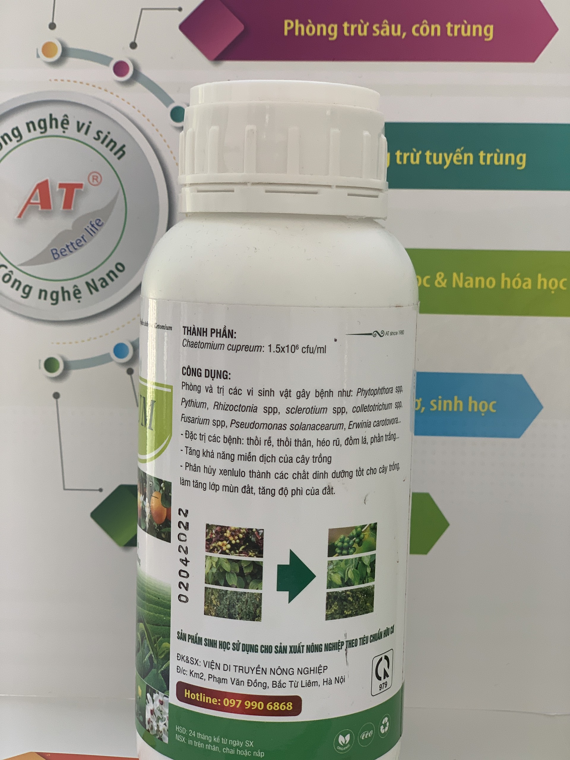 Chế Phẩm Trị Nấm Cho Ớt Cà Chua Rau Sạch AT Ketomium 500ml Phòng Trị Thán Thư, Thối Rễ, Sương Mai, Phấn Trắng Thối Quả