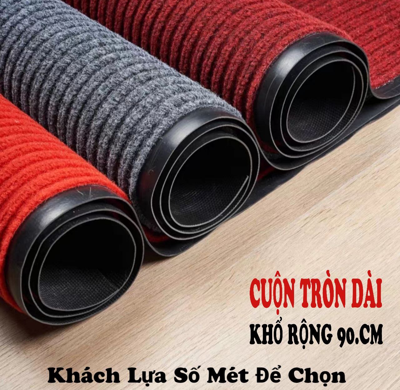 Thảm chùi chân chống trượt đế cao su đen (60 x 90 cm)