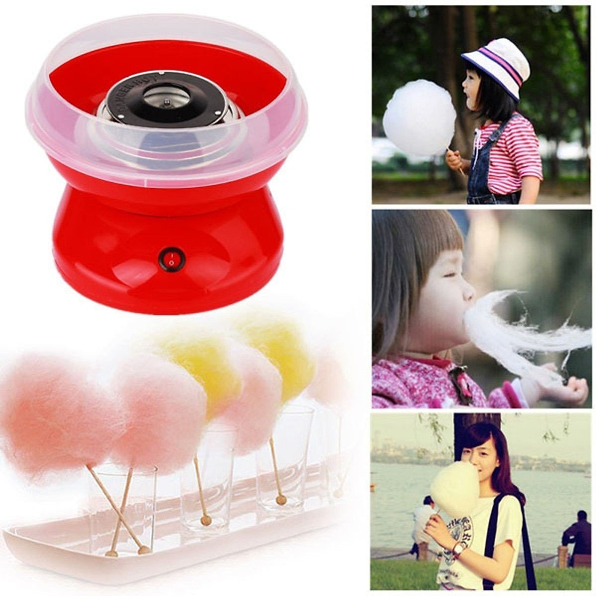 Máy Làm Kẹo Bông Gòn Tại Nhà Candy Maker 500W Tặng Kèm 10 Que Gỗ