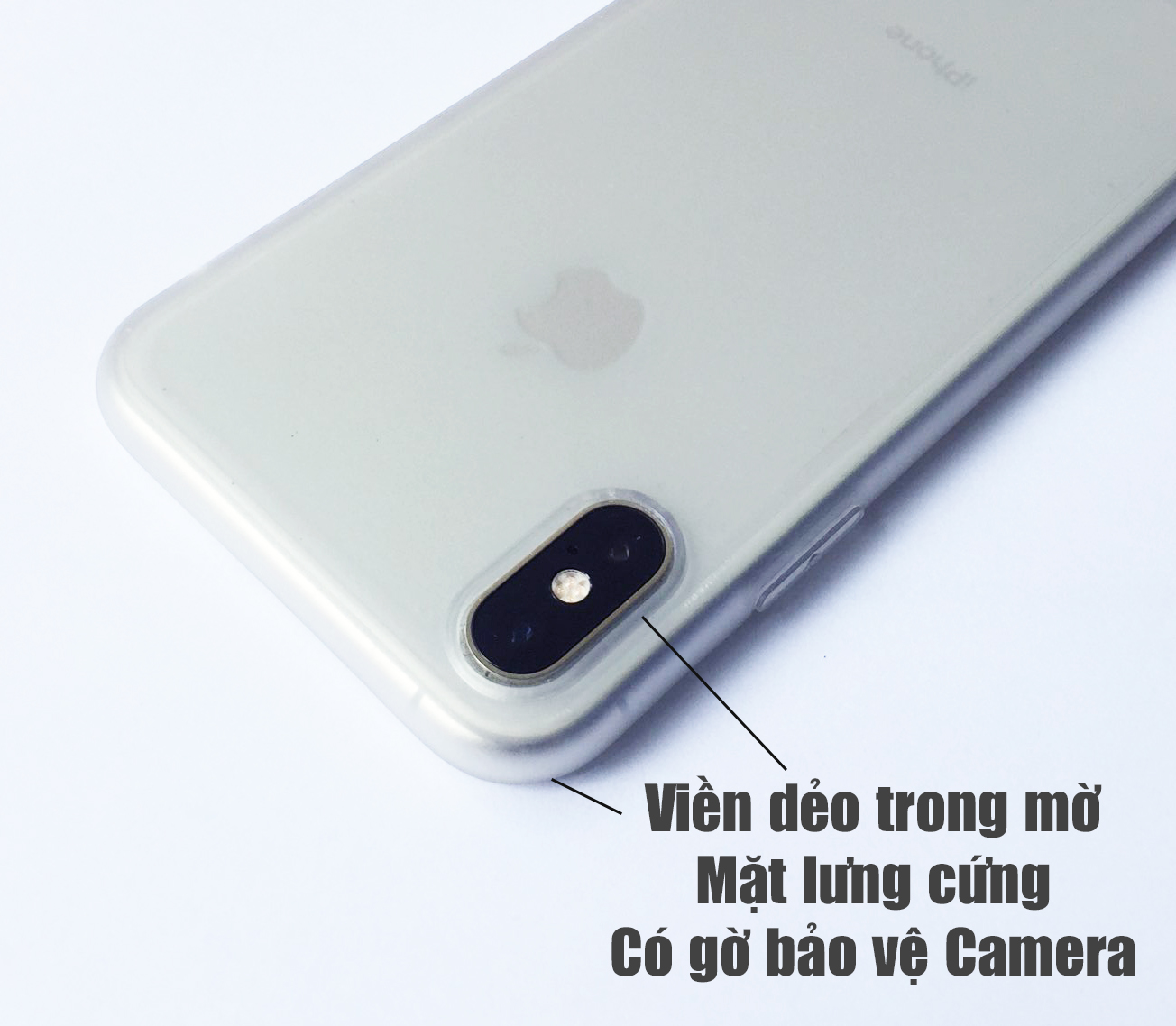 Hình ảnh Ốp lưng viền dẻo trong sần nhám trắng dành cho iPhone X vs iPhone XS