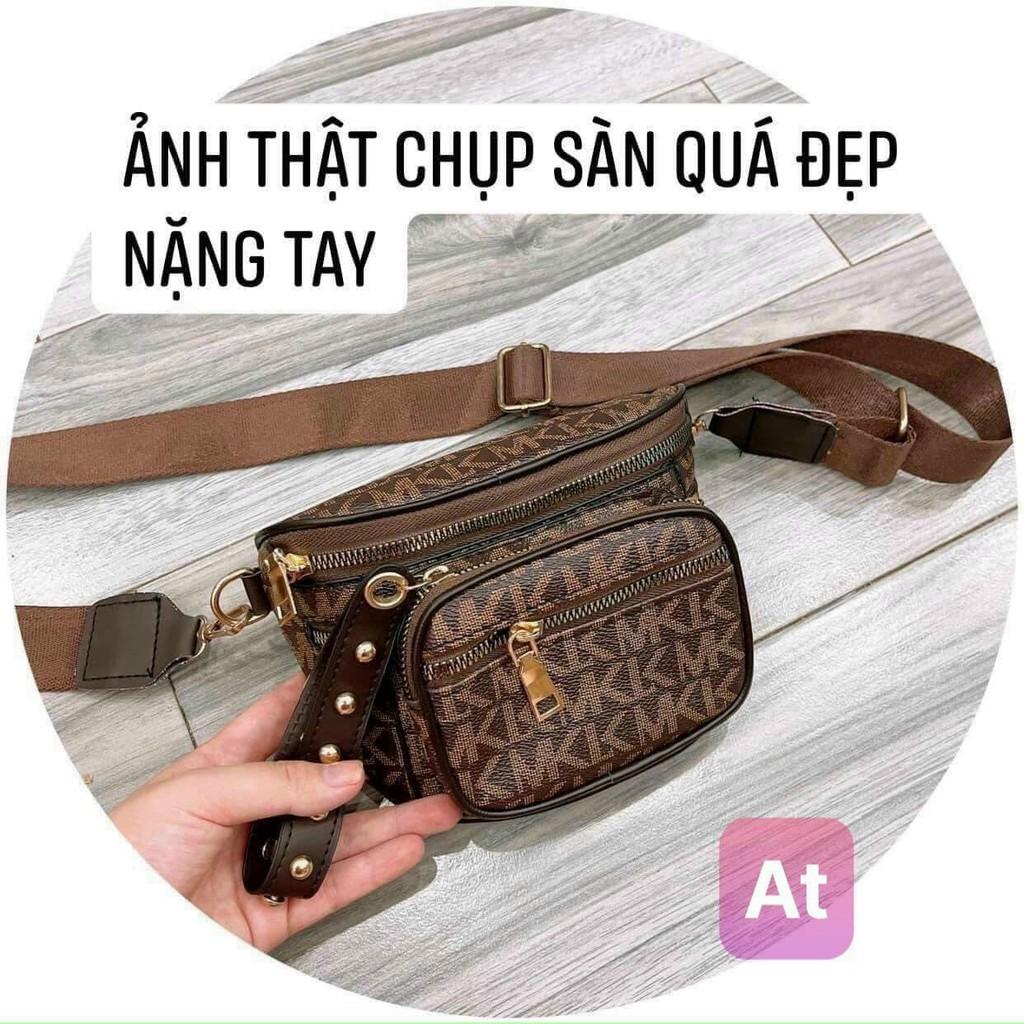TÚI CHÉO ĐEO HÔNG HOA VĂN NÂU SANG CHẢNH
