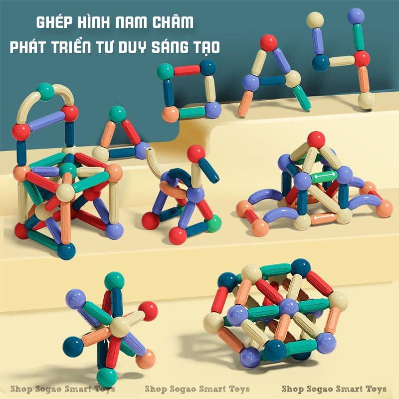 Nam Châm Xếp Hình 64 Chi Tiết Đồ Chơi Thông Minh Phát Triển Tư Duy Sáng Tạo