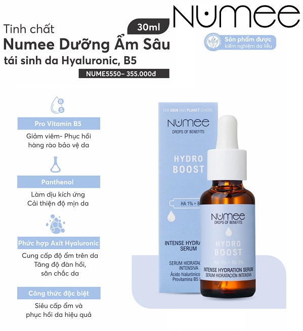 Tinh chất Numee dưỡng ẩm sâu, tái sinh da Hyaluronic, B5 30ML