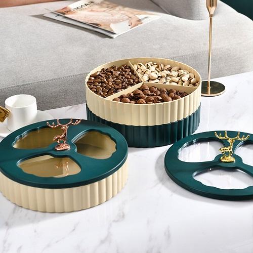 Khay Đựng Mứt Tết 2 Tầng Phong Cách Châu Âu Hiện Đại Hình Con Hưu Vàng