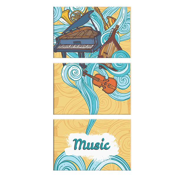 Bộ 3 Tranh Canvas "I Love Music" W170