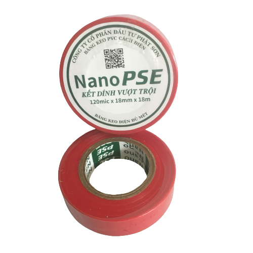 Băng keo cách điện đủ mét Nano PSE 18M màu đỏ (01 cây 10 cuộn)