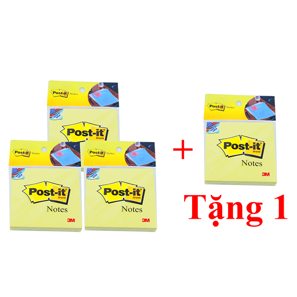 Combo 3 Giấy ghi chú vàng 3M 654 + tặng 1 sổ tay 3M