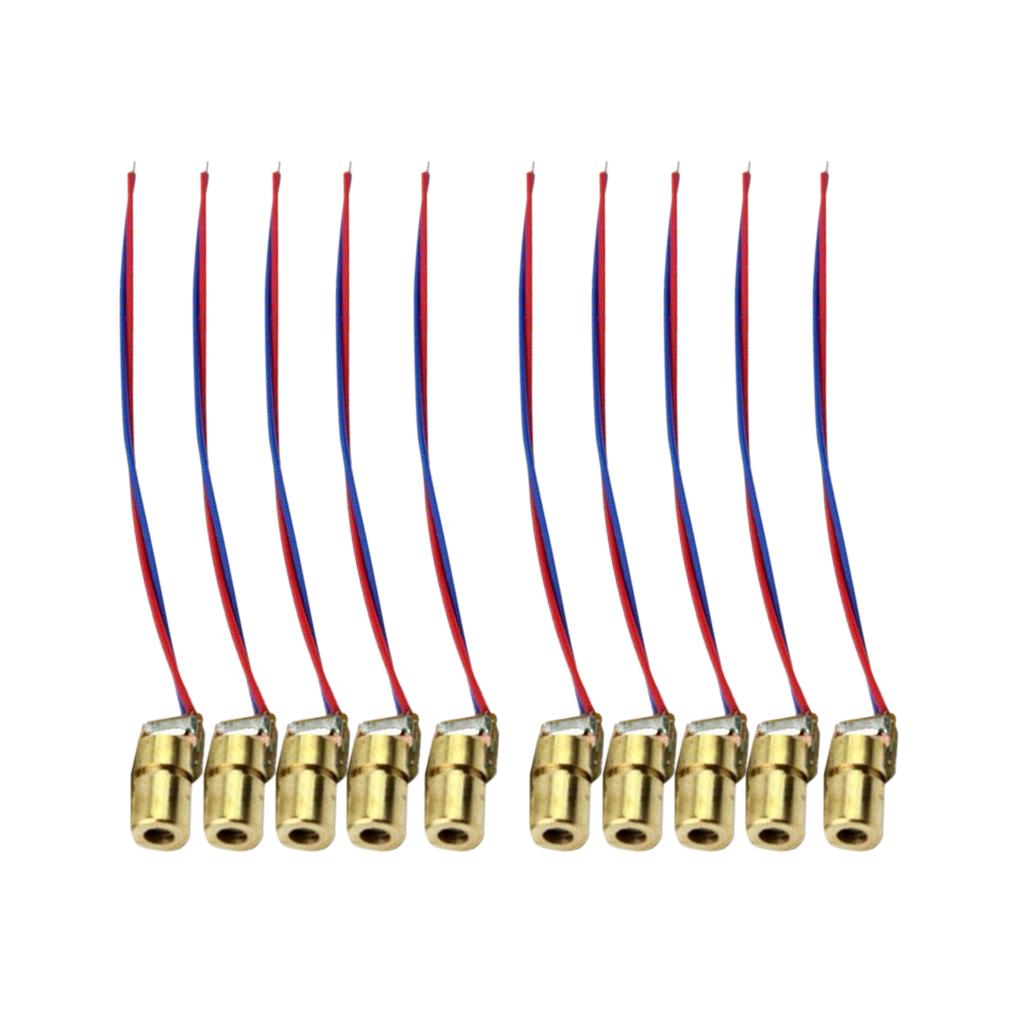 10 pieces 5V 650nm 6mm 5mW mini Laser Dot Diode Module Copper Head Red