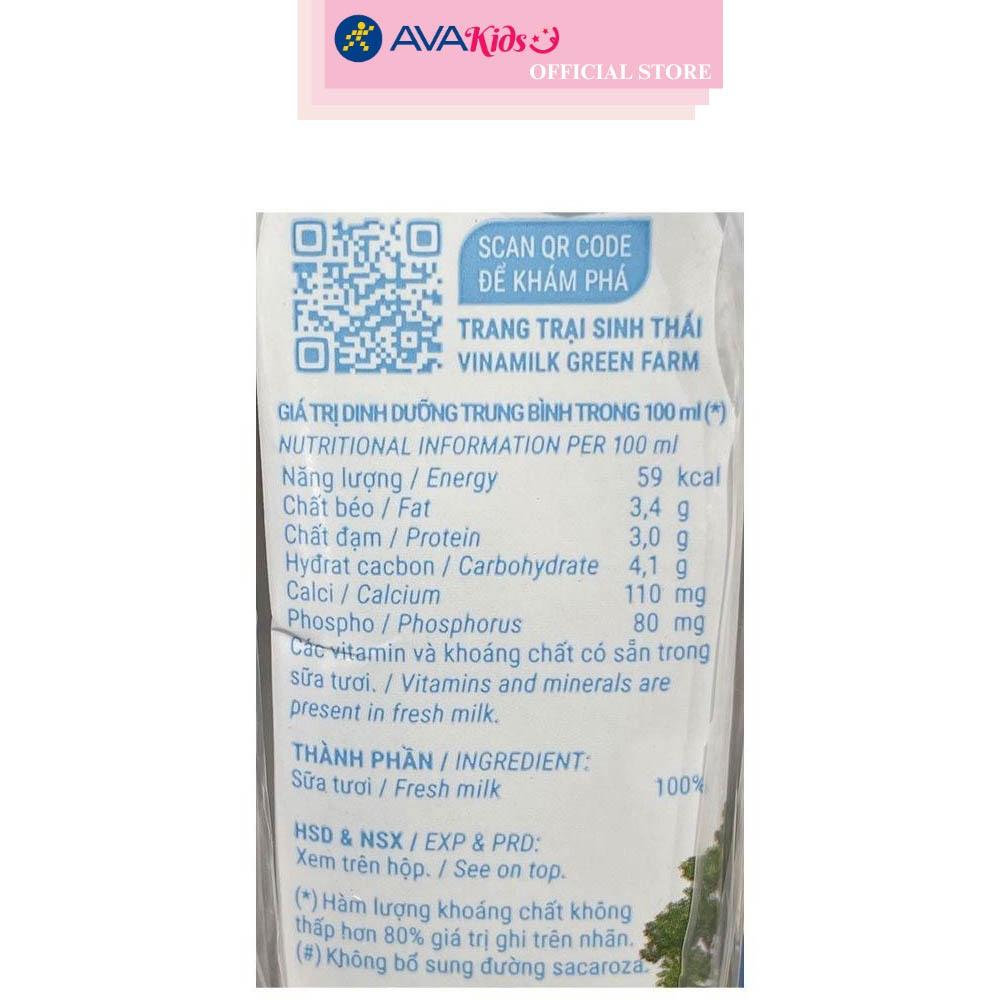 Thùng 48 hộp sữa tươi tiệt trùng Vinamilk Green Farm không đường 180 ml (từ 1 tuổi)