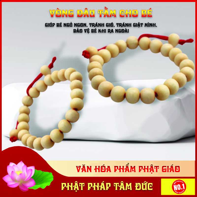 Vòng dâu tằm cho bé, giúp bé ngủ ngon, tránh gió, tránh giật mình khi ngủ, bảo vệ bé khi ra ngoài - an toàn tuyệt đối