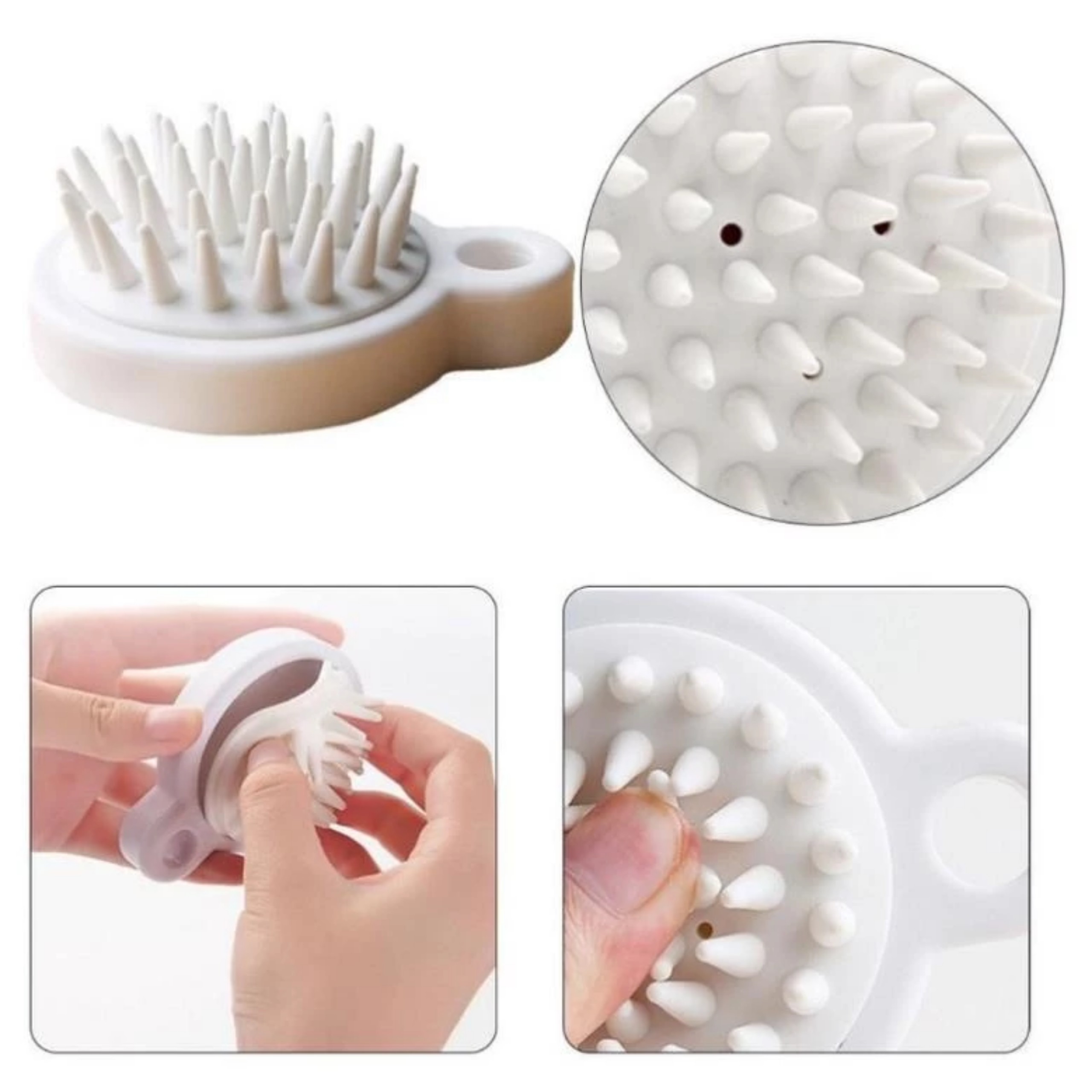 Bàn Chải Silicone, Lược Trắng Mềm Giúp Gội Đầu Thư Giãn Da Dầu Trong Lúc Gội, Kích Thích, Mát Xa Da Đầu, TakyHome 7022