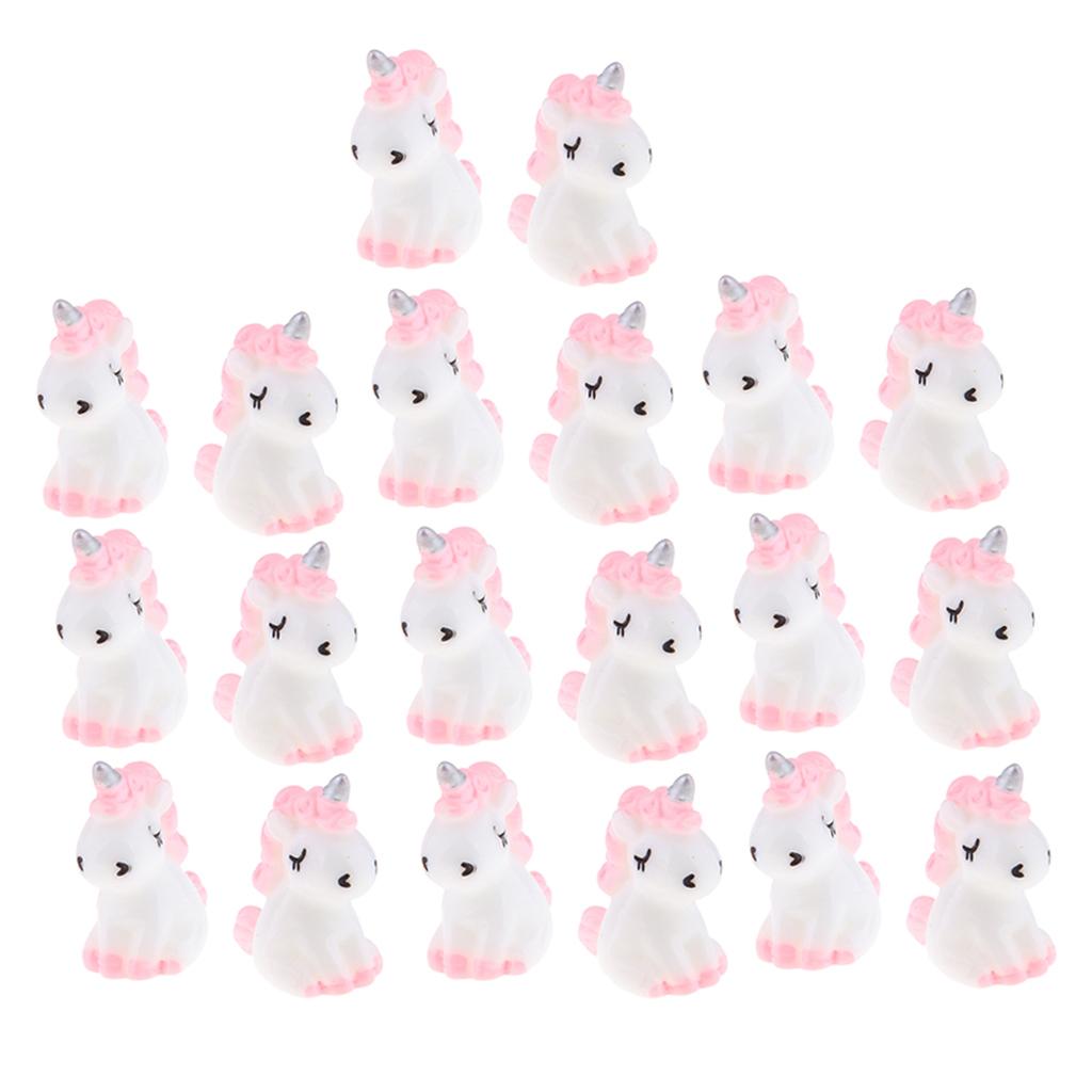 20 Mini Nhựa Dễ Thương Kỳ Lân Tượng Thu Nhỏ Vườn Cổ Tích Đồ Trang Trí Màu Hồng