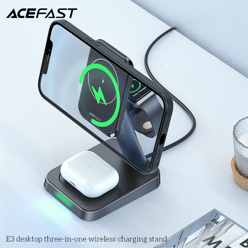 Giá Đỡ Adapter Sạc Nhanh Không Dây Acefast 3 In 1 E3 - Hàng Chính Hãng