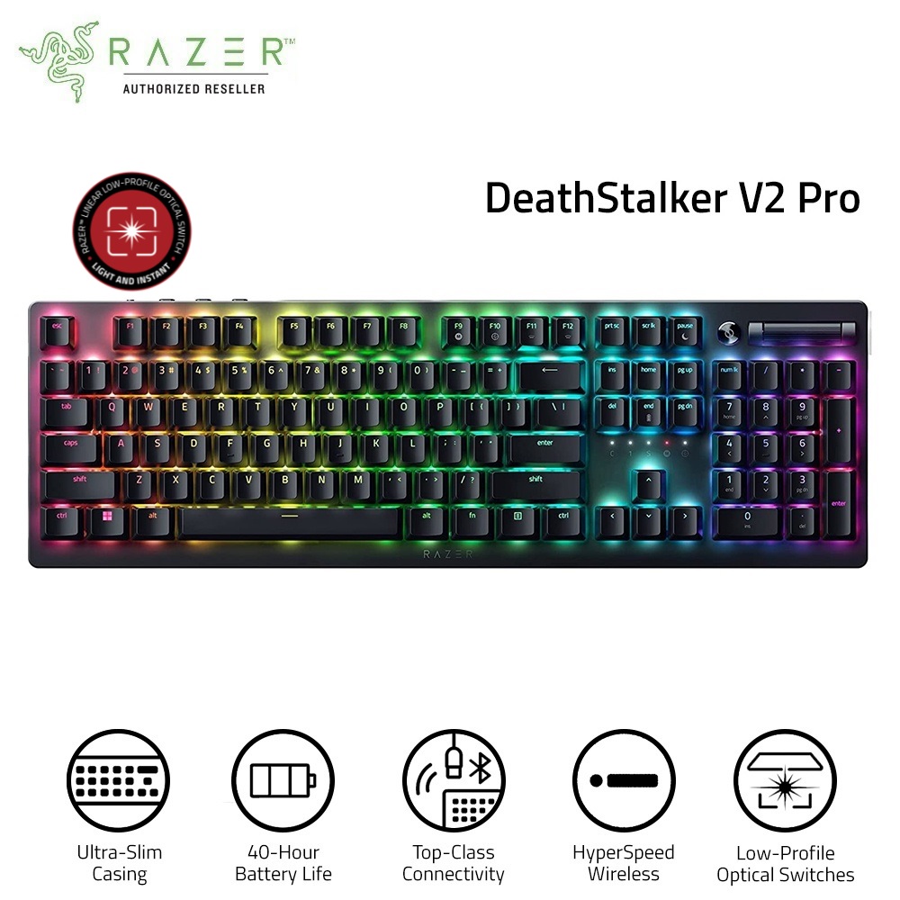 Bàn phím Razer DeathStalker V2 Pro-Wireless Low Profile Optical Gaming Keyboard_Mới, hàng chính hãng