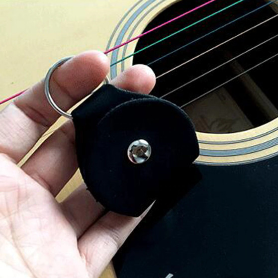 Móc chìa khóa kiêm túi đựng pick guitar bằng da PU bền, đẹp
