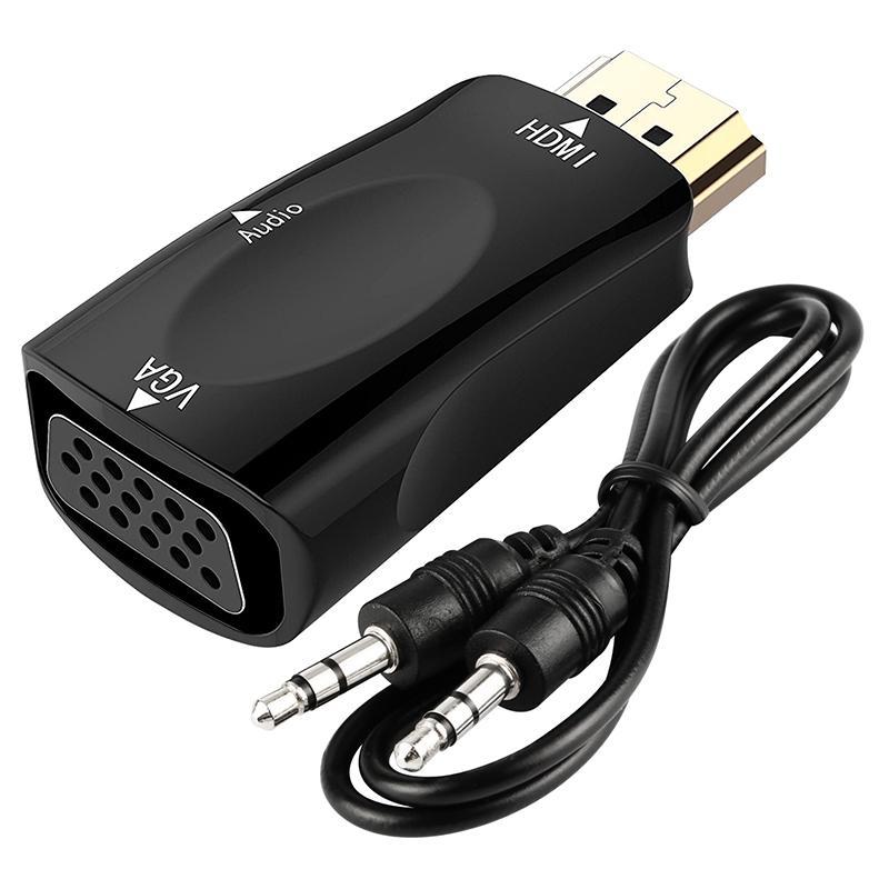 Đầu chuyển đổi video HDMI sang VGA và dây cáp âm thanh 1080p thiết kế 2 trong 1 tiện dụng