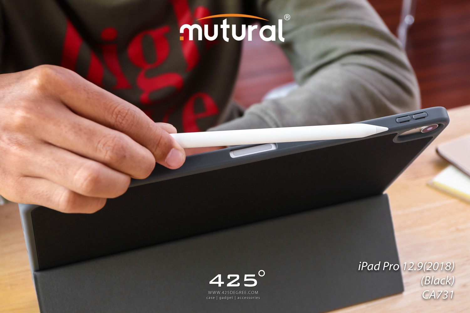 Bao da iPad Pro 12.9 có ngăn đựng bút Mutural Smart Case - Hàng chính hãng