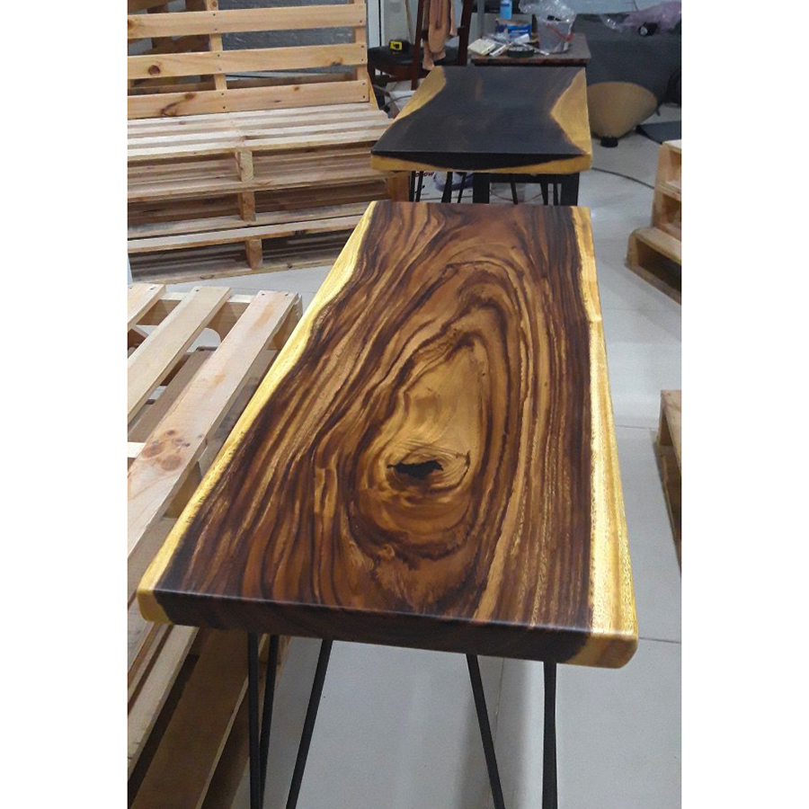 Mặt bàn dài gỗ me tây nguyên tấm tự nhiên