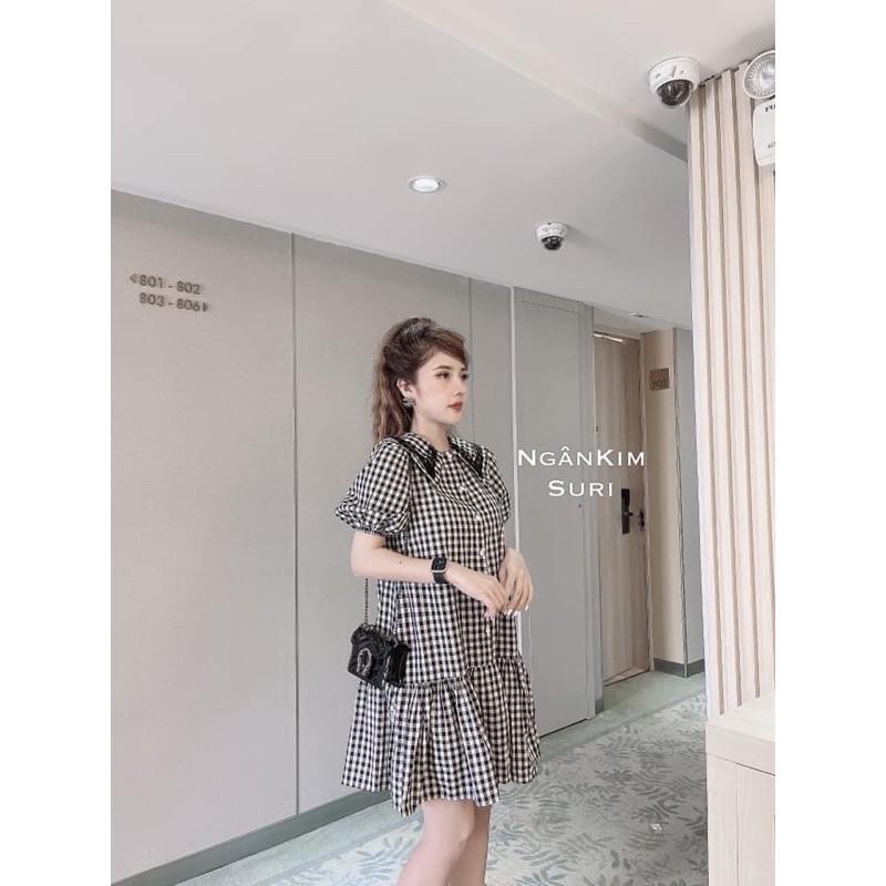 Váy bầu thiết kế️đầm bầu mặc đi làm đi chơi đều được️chất kẻ hàn siêu mát️free size (43-68kg