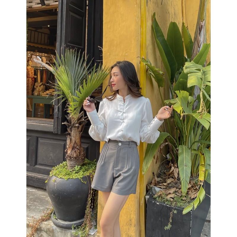 ZIEL Sơ mi cổ tàu tay bồng | Glam Shirt