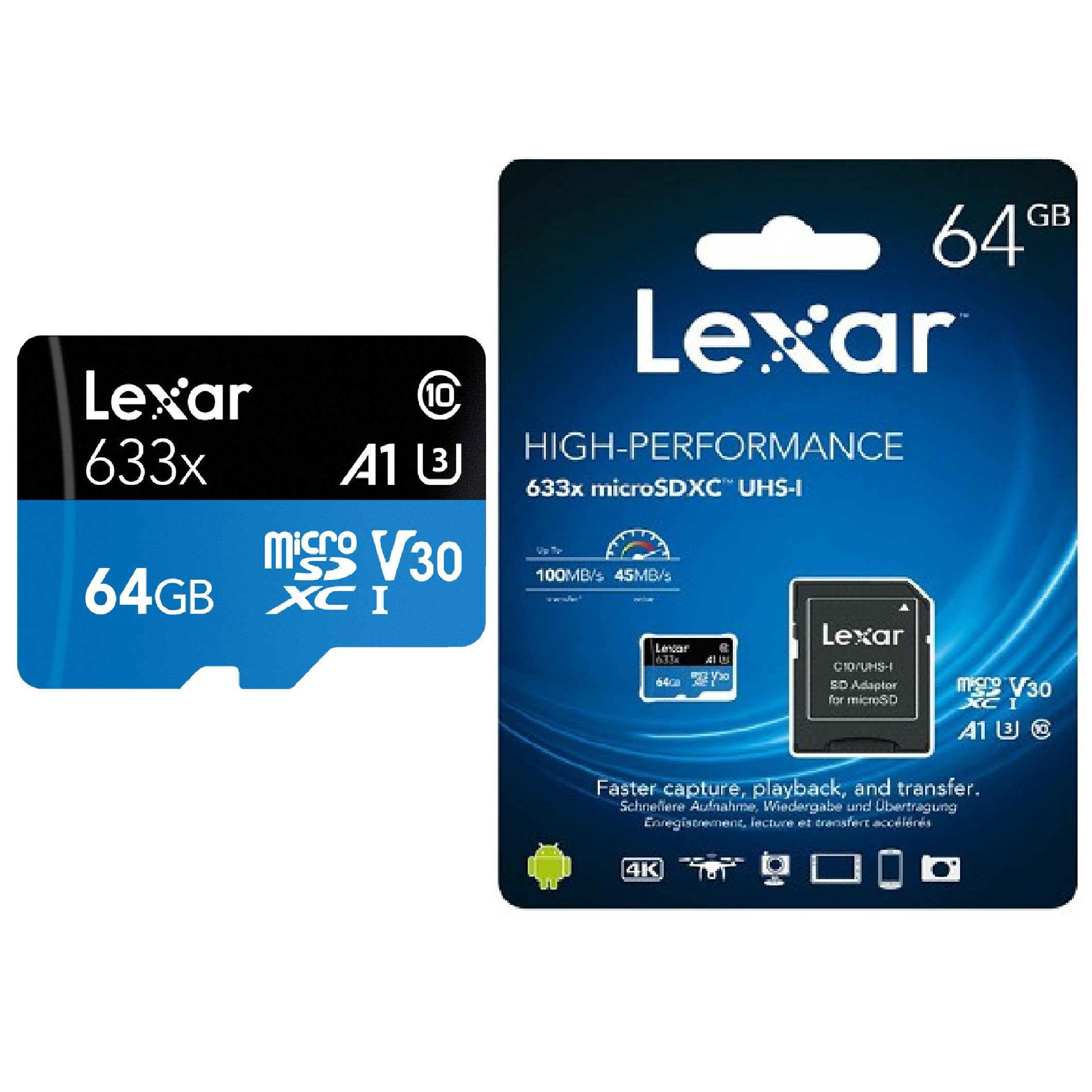 Thẻ Nhớ 64G Lexar Micro SDXC Tốc Độ 100Mb/s Kèm Adapter - Hàng Chính Hãng