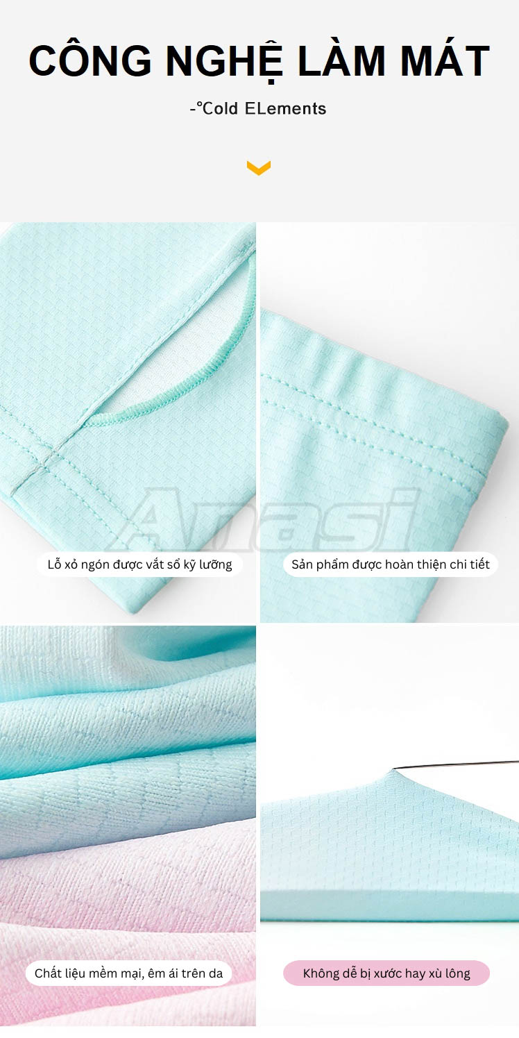 Khẩu trang + Găng tay chống nắng dệt cao cấp Anasi OBR35 - UPF50+ cản tới 99% tia UV có hại