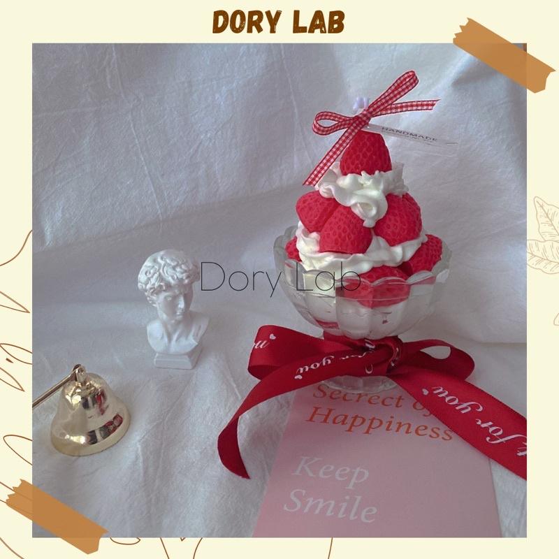 Nến Thơm Ly Kem Dâu Tây Độc Đáo Handmade, Quà Tặng Ý Nghĩa - Dory Lab