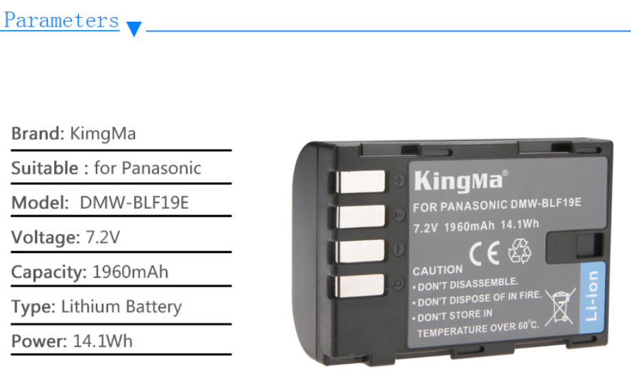 Pin Kingma Cho Máy Ảnh Panasonic BLF19E 1960 mAh - Hàng Nhập Khẩu