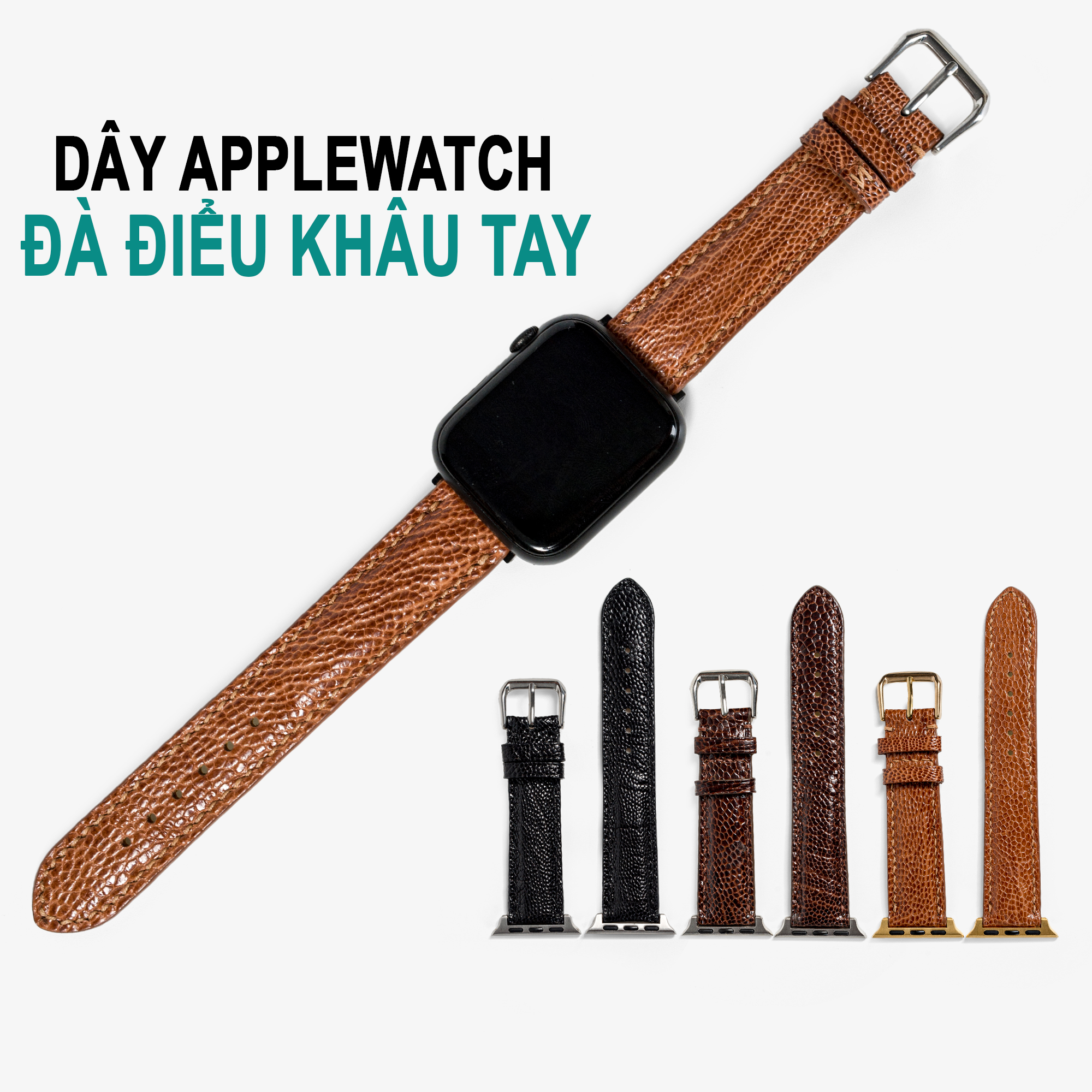 Dây Apple Watch da đà điểu Bụi Leather D109 - Da thật khâu tay thủ công cao cấp - Bảo hành 12 tháng