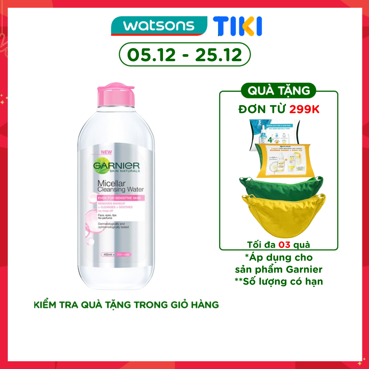 Nước Làm Sạch &Amp; Tẩy Trang Garnier Micellar Cleansing Water Cho Da Nhạy Cảm 400Ml