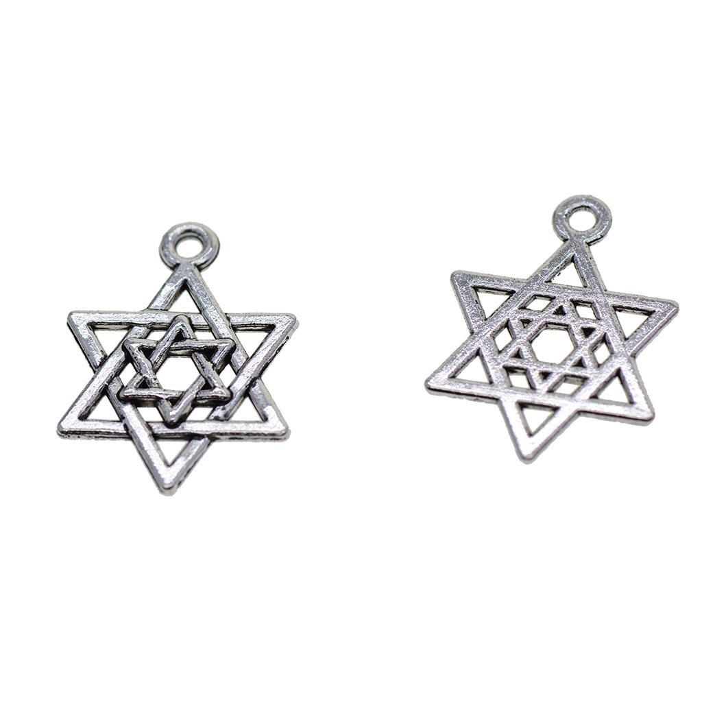 2-6pack 50 Pieces Tibetan Silver Star of David Jewelry Making Charms Pendant