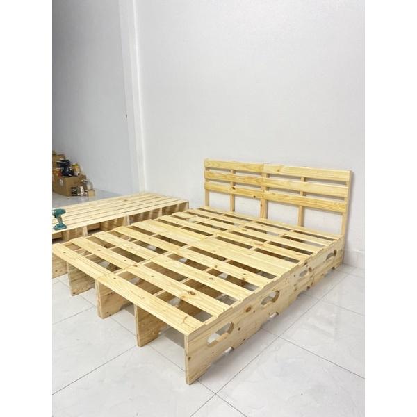 GIƯỜNG PALLET CHÂN CAO 30cm CÓ ĐẦU GIƯỜNG ĐỦ SIZE