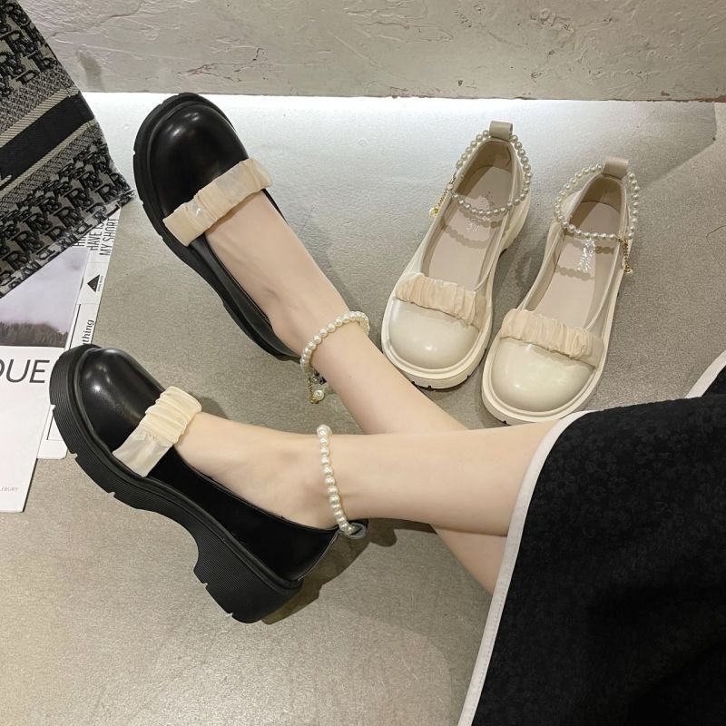 Giày búp bê nữ mary jane phối ren quai ngọc phong cách mới