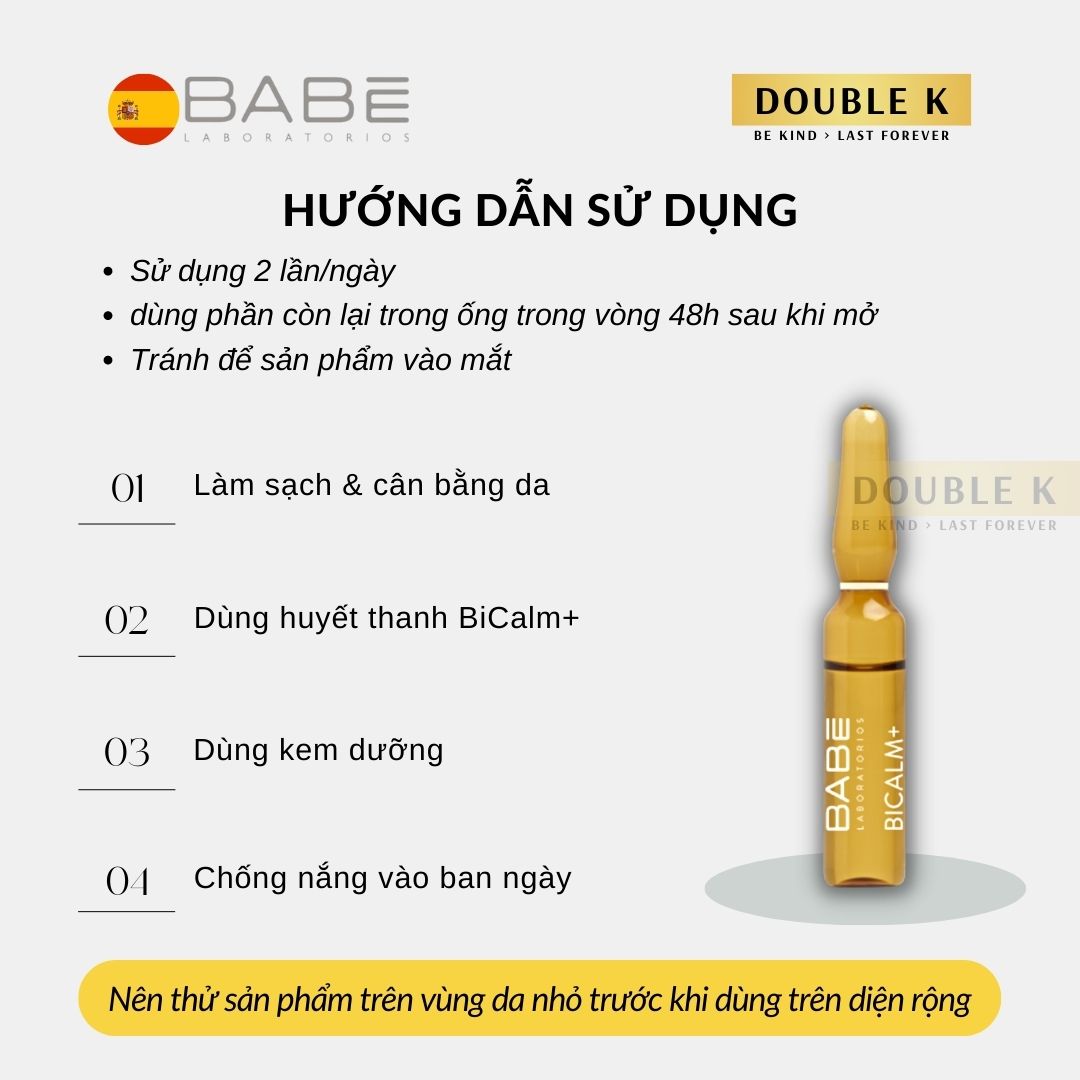 Huyết Thanh Phục Hồi Da BABE BiCalm+ - Làm Dịu Làn Da, Ngừa Kích Ứng - Double K