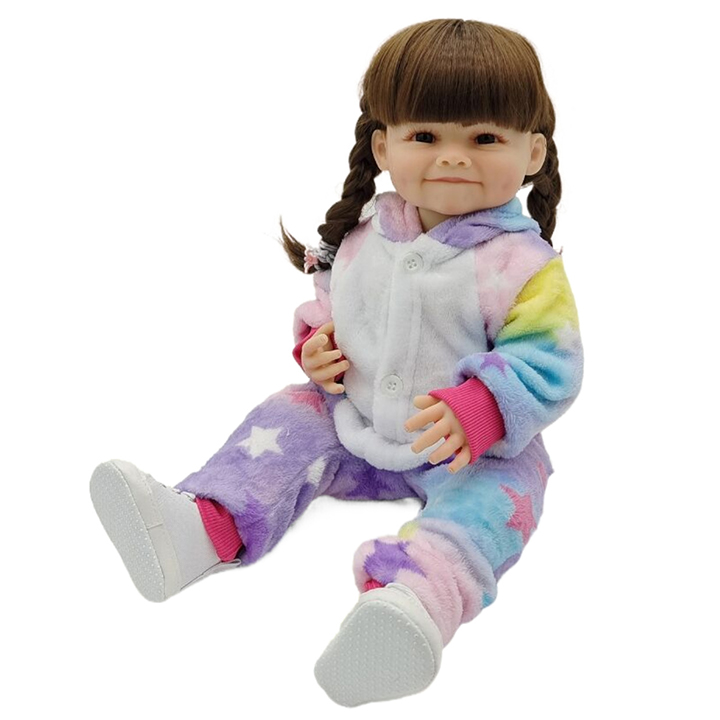 Búp Bê Tái Sinh Thân Nhựa Mềm 55cm = 22 inch Bé Gái Mặt Cười Reborn Body Full Vynil doll