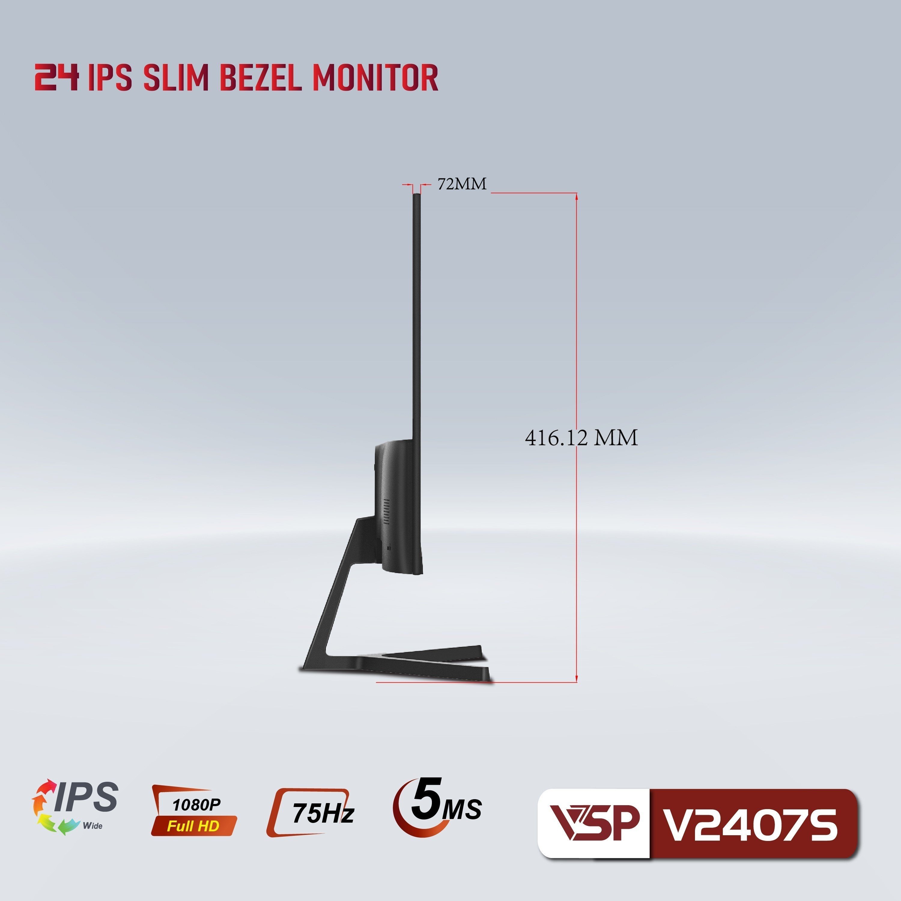 MÀN HÌNH PHẲNG LED VSP TRÀN VIỀN V2407S 24inch IPS (HDMI, VGA) - JL - HÀNG CHÍNH HÃNG