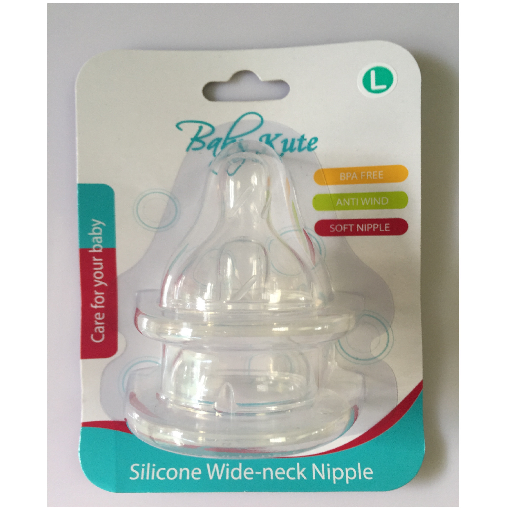 Bộ 2 núm ti cổ rộng bằng Silicone siêu mềm Baby Kute size L nhập khẩu từ Thái Lan