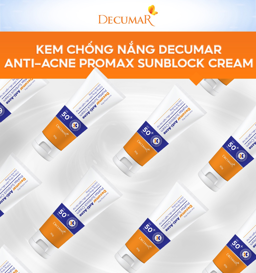 Kem chống nắng ngừa mụn, mờ thâm, ngừa sẹo, tái tạo da Decumar Anti-Acne Promax Sunblock SPF Cream SPF50+ 50g