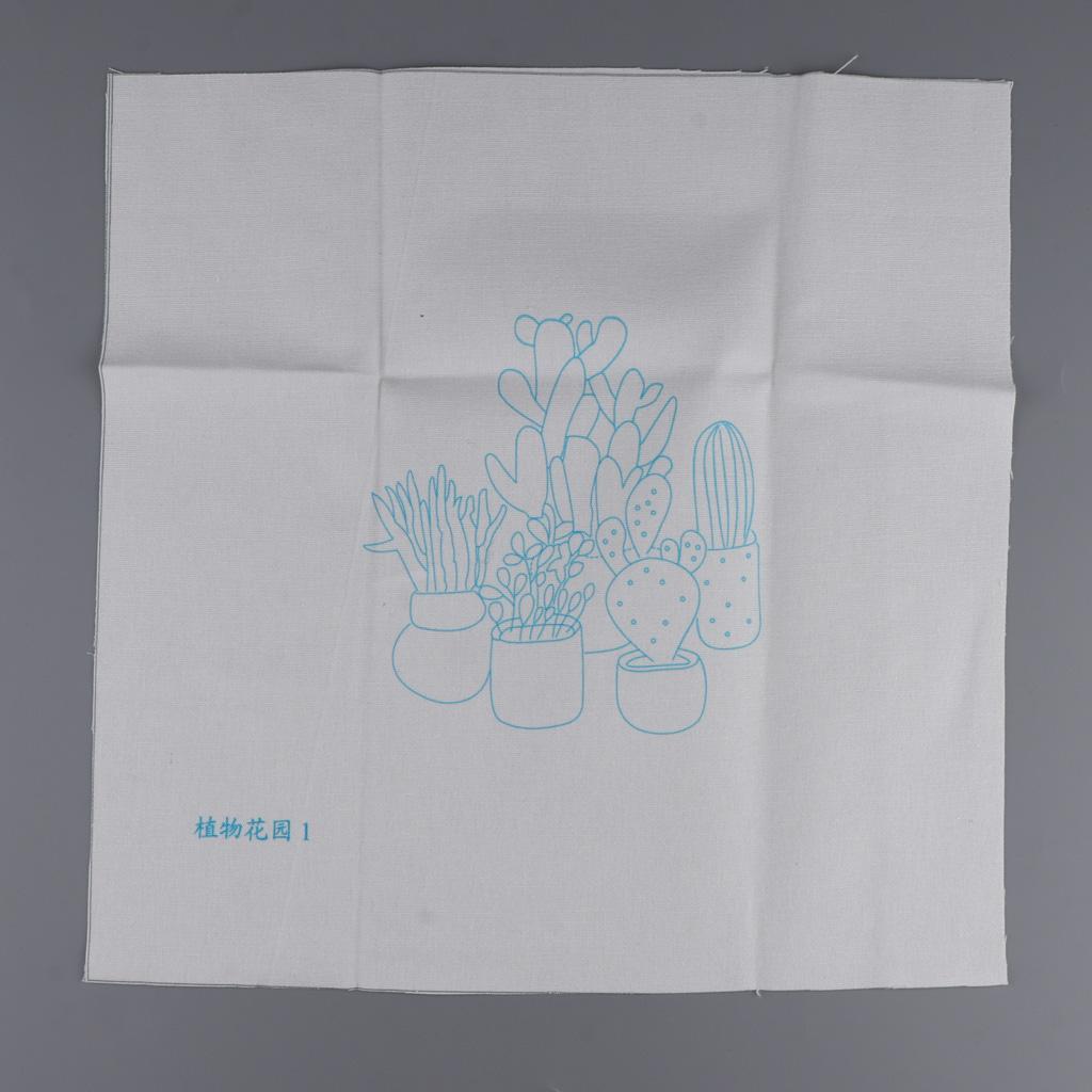 Embroidery Starter Kit Cross Stitch Kit Embroidery Cloth with Cactus Pattern