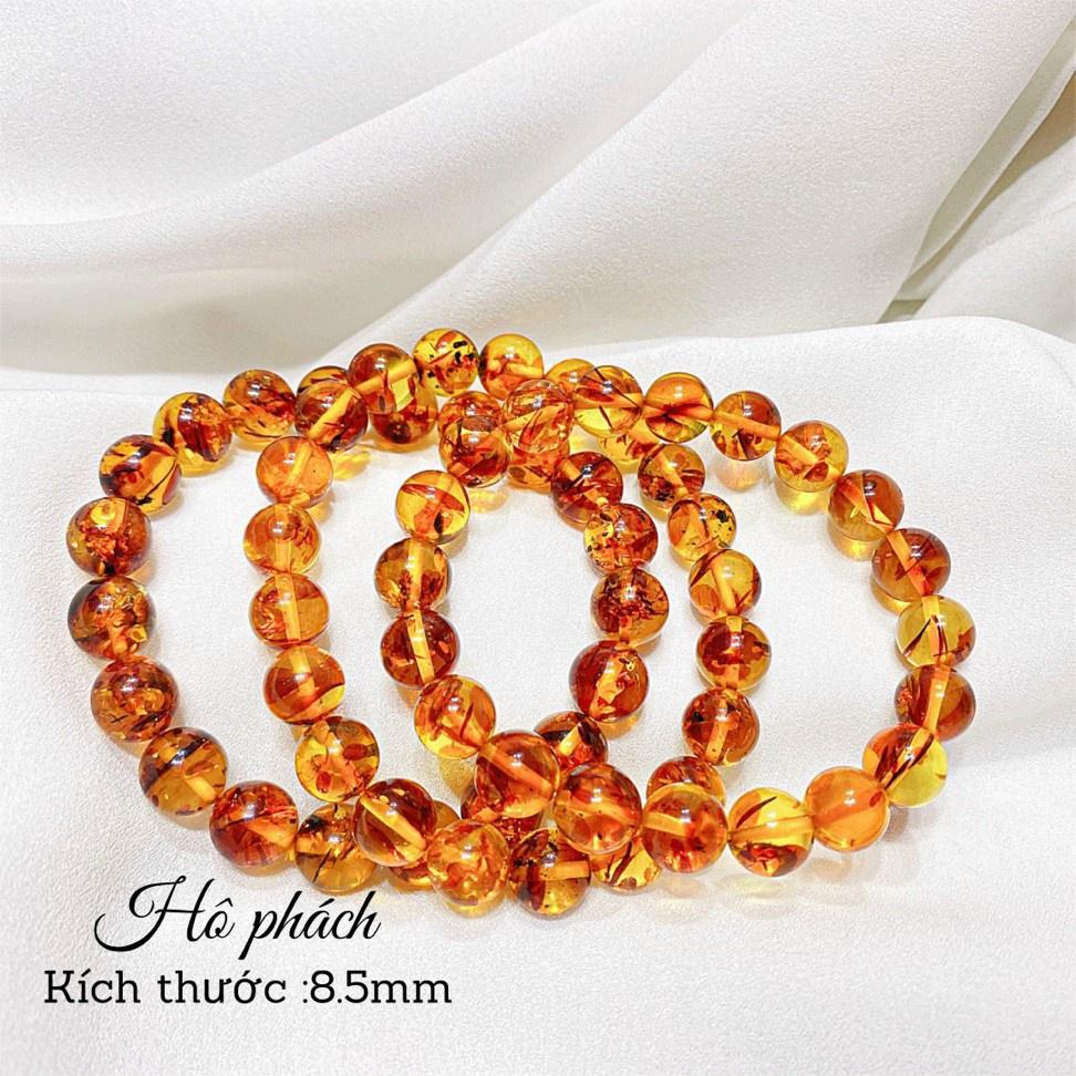 VÒNG TAY CHUỖI TRƠN HỔ PHÁCH TRÒN CAM ĐẬM
