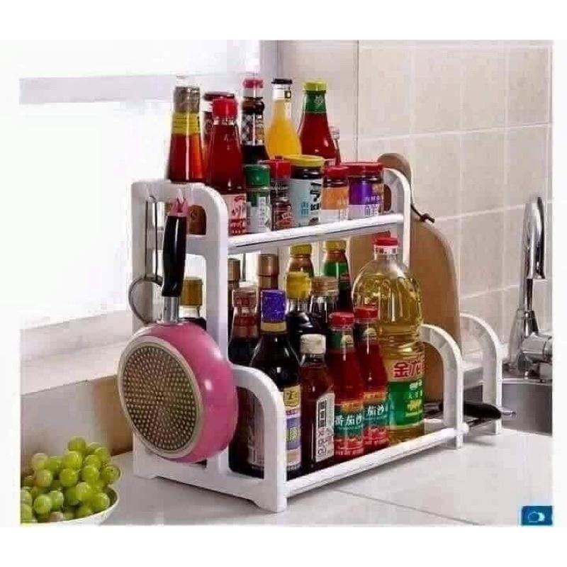 Kệ gia vị chữ H có chỗ để thớt