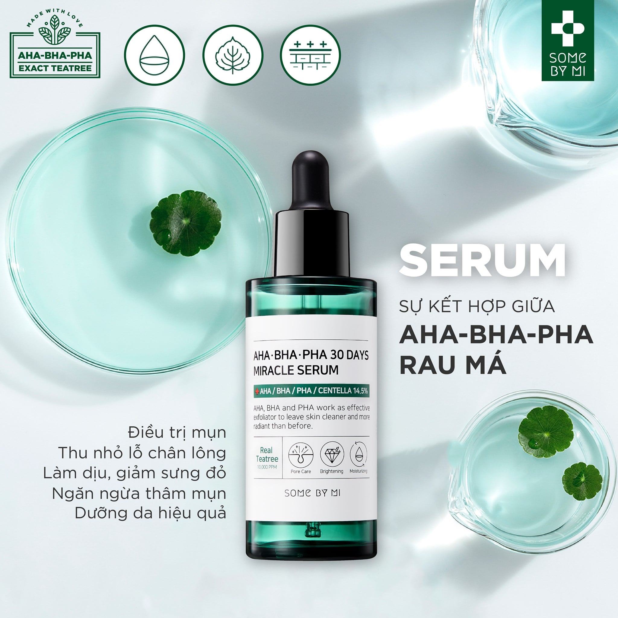 Bộ 5 Sản Phẩm Giảm Mụn Giảm Thâm Some By Mi AHA-BHA-PHA 30 Days Miracle (Sữa rửa mặt 100ml+ Toner 150ml + Serum 50ml + Kem 60g+ Kem chống nắng 50ml) Tặng 1 Mặt Nạ Sexlook