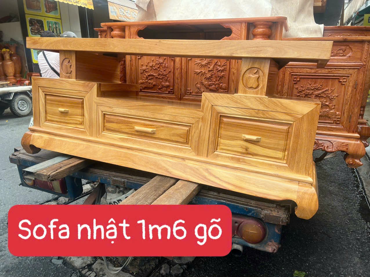 Kệ cóp tivi sofa nhật gỗ gõ đỏ-Ngang 1m6-1m8-2m