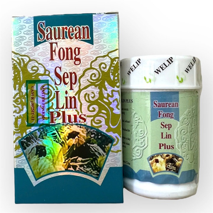 Viên uống đau nhức xương khớp Tuyết liên phong thấp linh Saurean Fong Sep Lin Plus - Hộp màu xanh - Loại xịn - Hộp 30 viên - Xuất xứ Malaysia - Mã số 1421