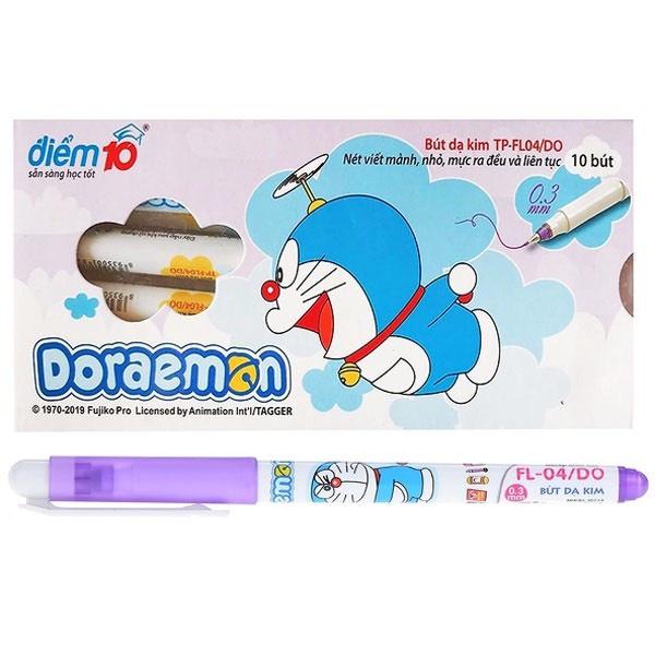 Hộp 10 Bút lông kim Thiên Long Doraemon FL-04/DO mực tím