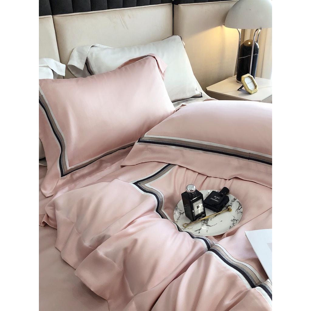 Bộ chăn ga gối 100%Tencel 120s cao cấp Frame Embroidery, phong cách châu âu sang trọng cổ điển