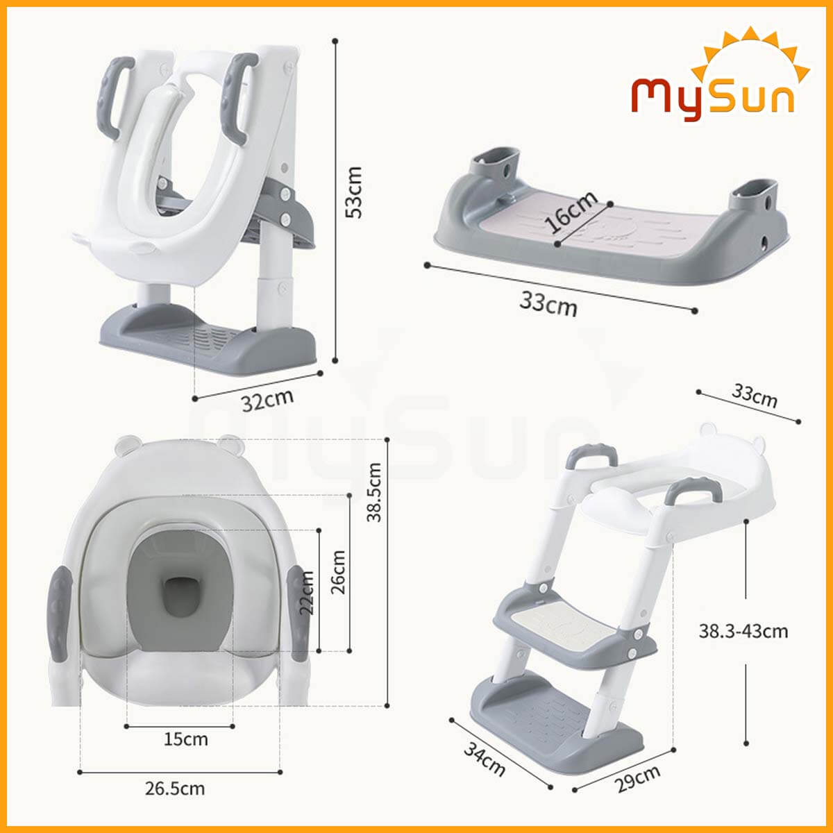 Thang kệ nắp bệ thu nhỏ bồn cầu đi vệ sinh toilet cho bé trai gái 1 2 3 5 tuổi lót pvc mềm MySun