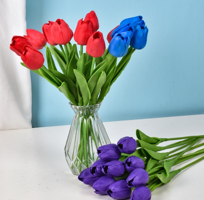 Combo 3 bông hoa Tulip giả để bàn trang trí nội thất