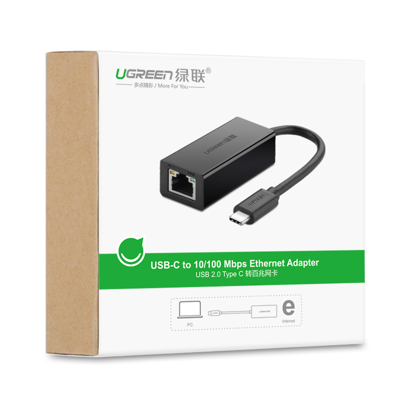 Bộ chuyển đổi USB Type C sang LAN 10/100 Mbps Ethernet UGREEN 30287 - Hàng chính hãng